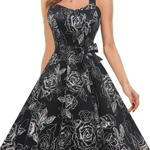 Black Floral Retro Style Dress